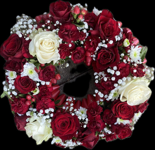 Red & White Rose Wreath