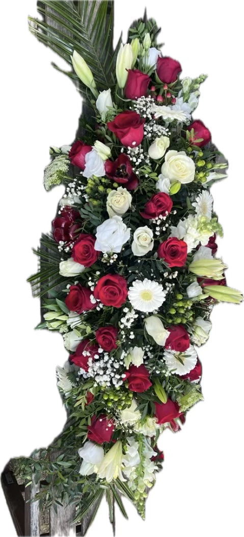 Red And White Coffin Spray